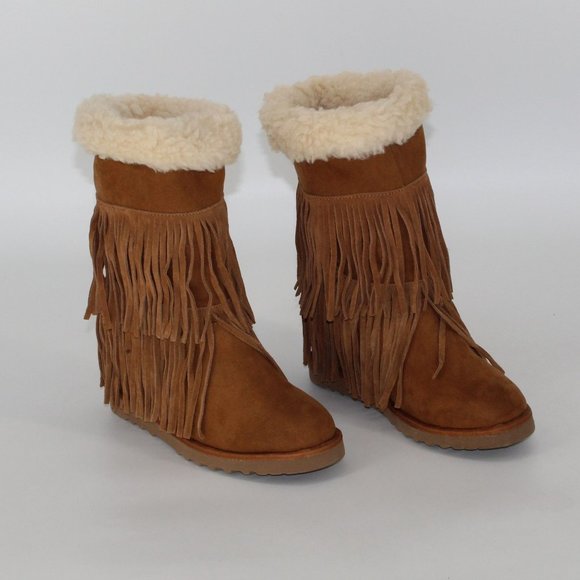 Madden Girl Brown Fringe Winter Boots - Picture 2 of 7